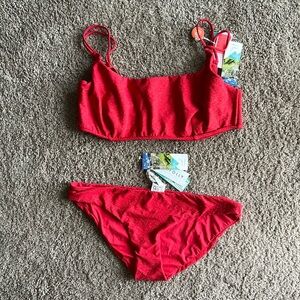 Cute red Seafolly bikini, NWT!  Sz. 12 top (DD), Sz. 14 bottoms. Make offer!